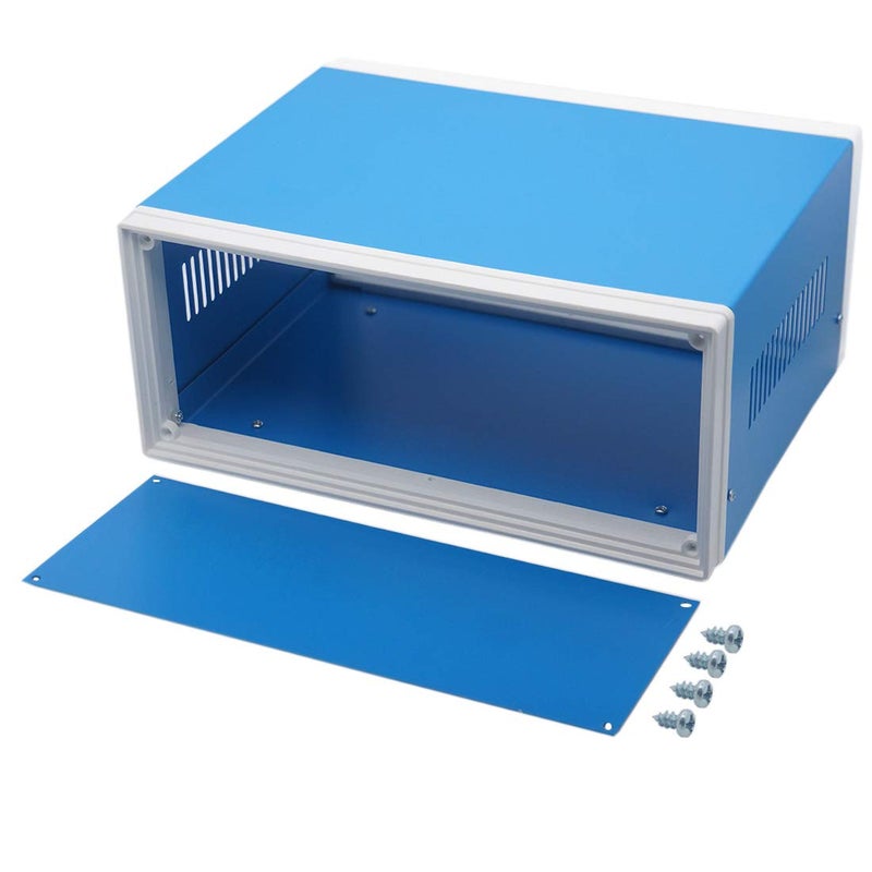 Zulkit Junction Box Blue Metal Project Box DIY Electric Enclosure Case Preventive Case Electrical Box 9.8 x 7.5 x 4.3 Inch - Image 1